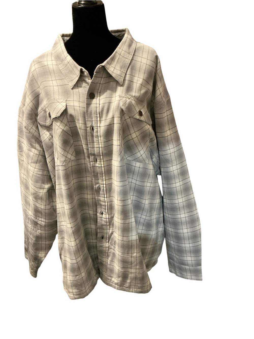 Wrangler Light Gray Plaid Button-Down Shirt